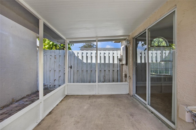 view of unfurnished sunroom