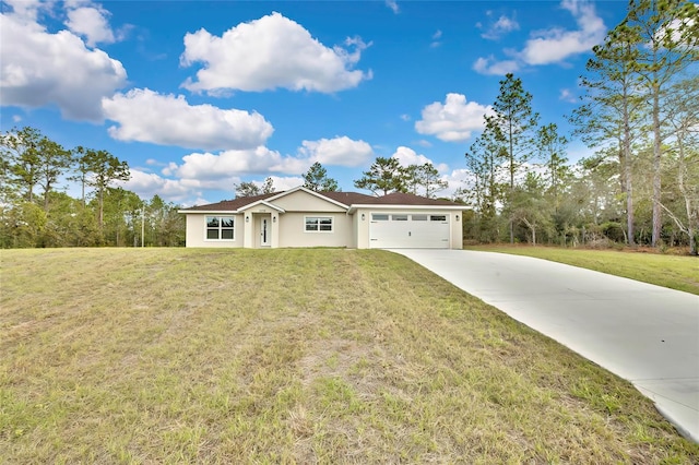 view of front of house with a front lawn and a garage