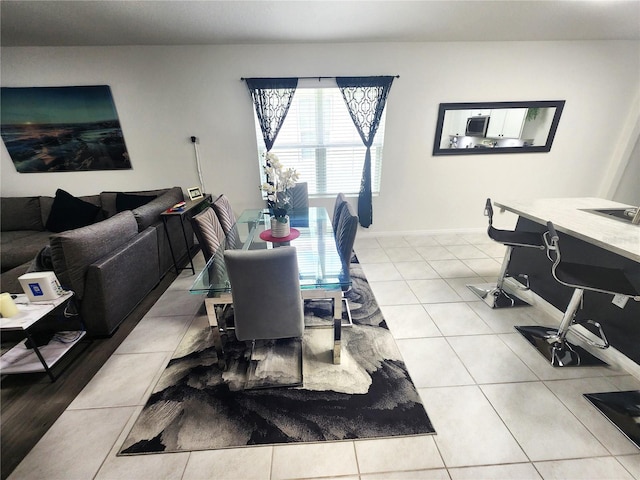 view of tiled dining area