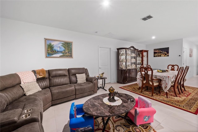 view of tiled living room