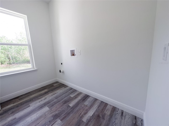1543 Mackinaw St, North Port, FL 34286 - clothes washing area with electric dryer hookup, laundry area, washer hookup, dark wood finished floors, and baseboards