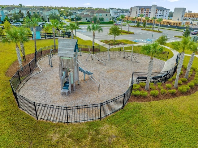 view of playground featuring a yard