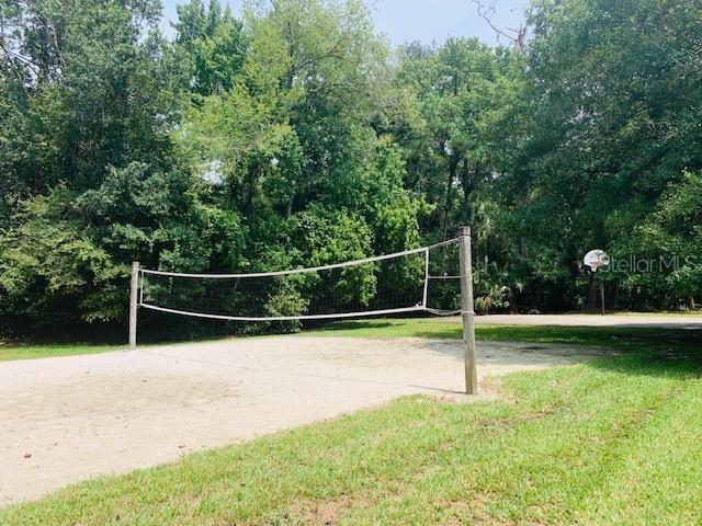 surrounding community with a yard and volleyball court