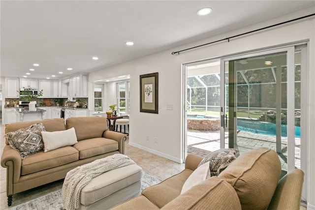 view of tiled living room