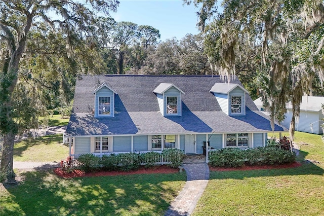 cape cod home with a front lawn