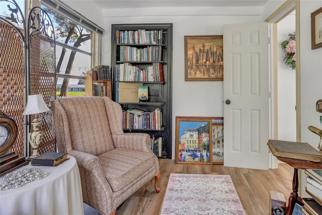 living area featuring light wood-type flooring