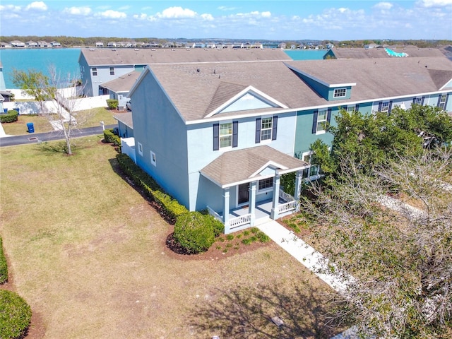 drone / aerial view with a residential view