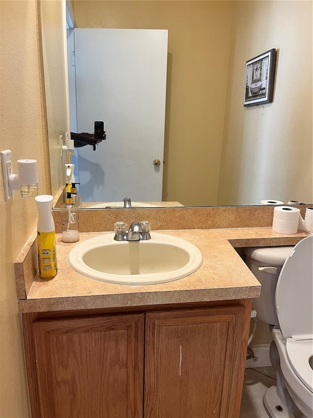 bathroom with toilet and vanity