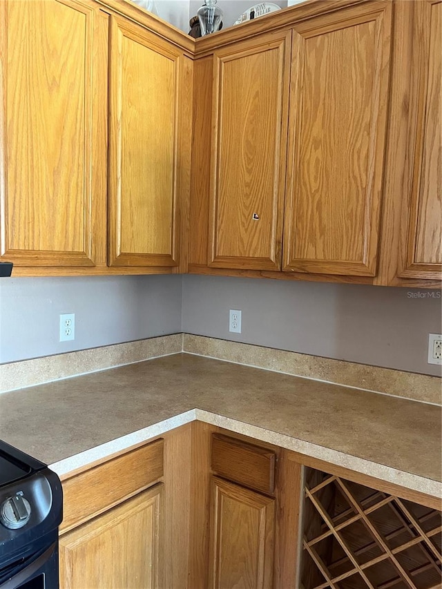 kitchen with black range