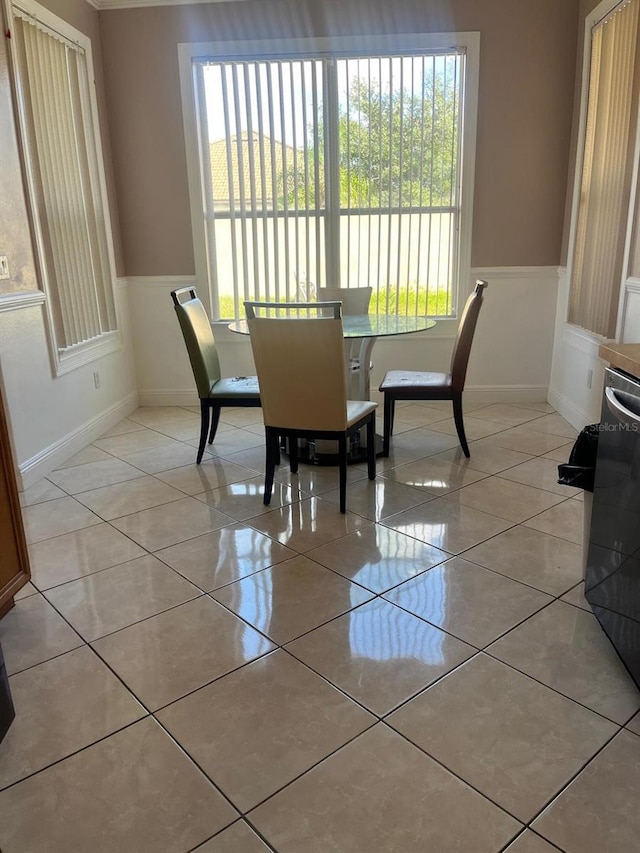 tiled dining space featuring a healthy amount of sunlight