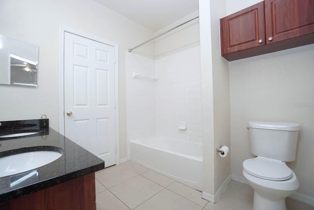 full bathroom with tile patterned flooring, vanity, toilet, and tub / shower combination