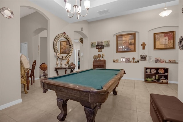 4001 Scarlet Branch Rd, Orlando, FL 32824 - game room featuring arched walkways, light tile patterned flooring, and pool table