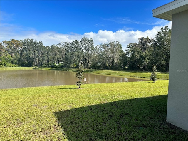 view of yard with a water view