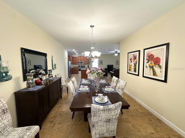 dining room with an inviting chandelier