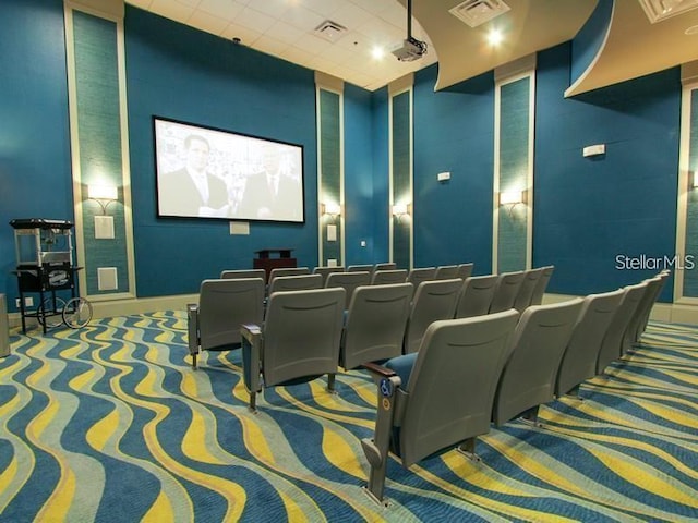 cinema room with carpet floors