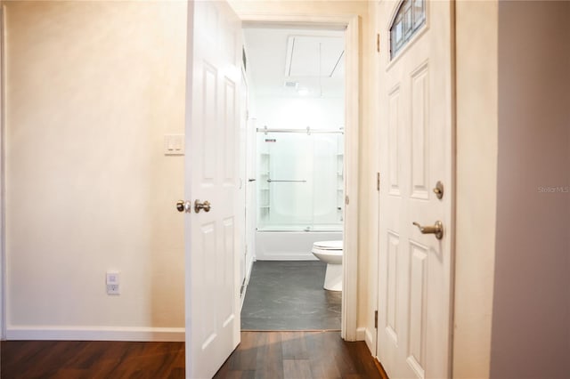 hallway featuring dark hardwood / wood-style flooring