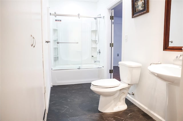 bathroom with toilet and enclosed tub / shower combo