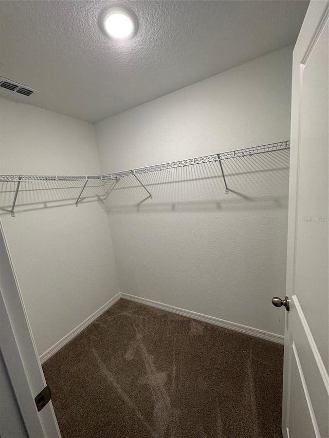 spacious closet with dark carpet