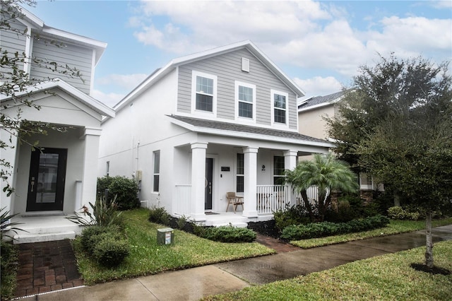 view of front facade featuring covered porch