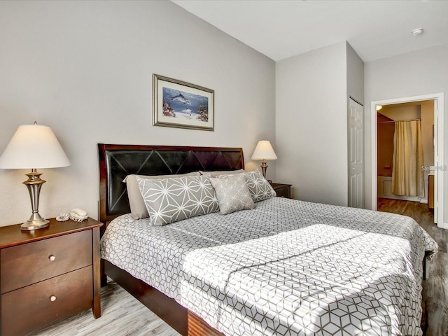 bedroom featuring a closet and wood-type flooring