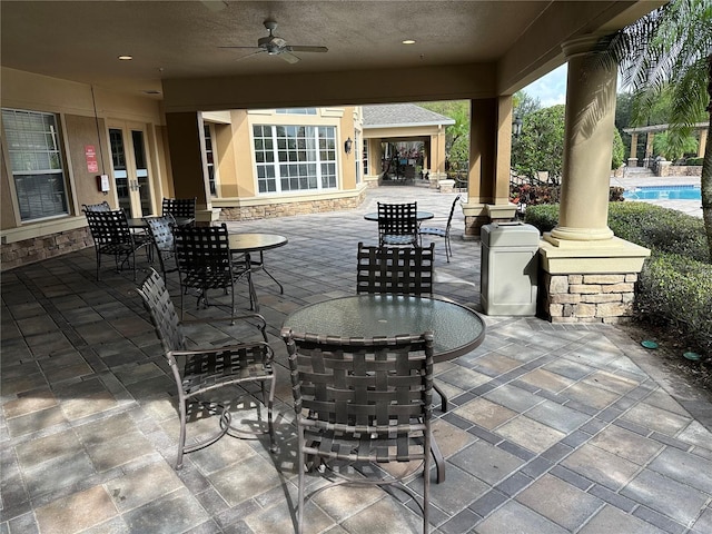 view of patio / terrace with ceiling fan