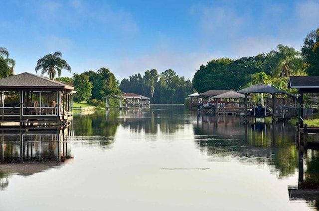 view of water feature featuring a dock