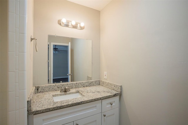 bathroom with vanity and ceiling fan