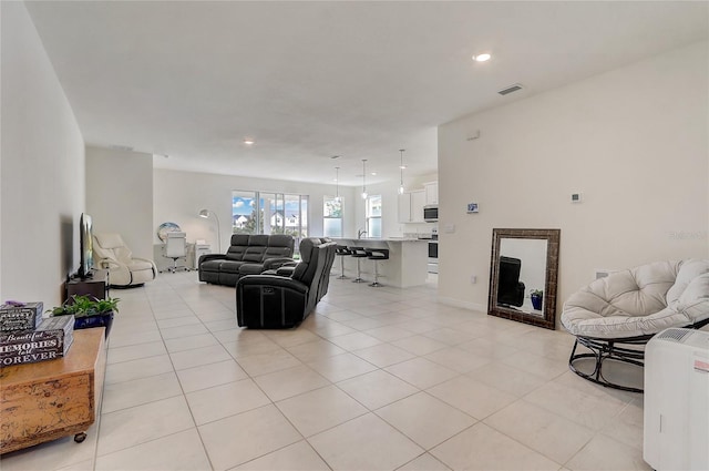 view of tiled living room