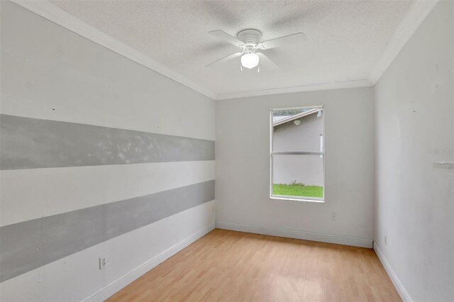 1053 E Hancock Dr, Deltona, FL 32725 - spare room featuring light wood-style floors, plenty of natural light, ceiling fan, crown molding, and a textured ceiling