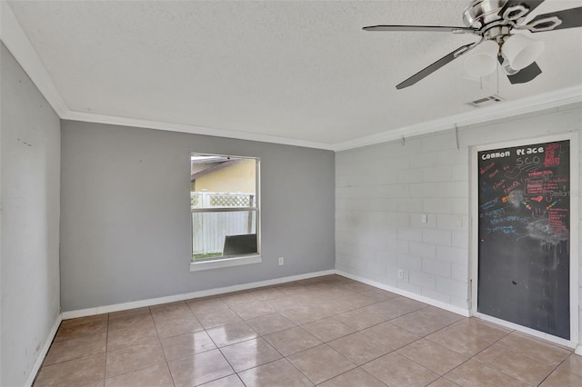 1053 E Hancock Dr, Deltona, FL 32725 - unfurnished room featuring ornamental molding, tile patterned flooring, a textured ceiling, and ceiling fan