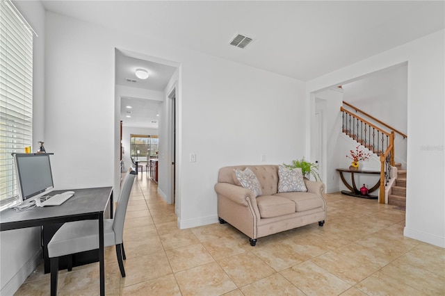 view of tiled living room