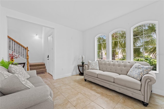 view of tiled living room