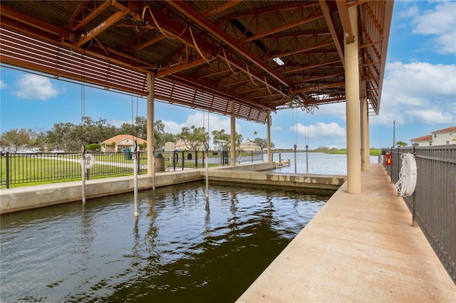 view of dock featuring a water view