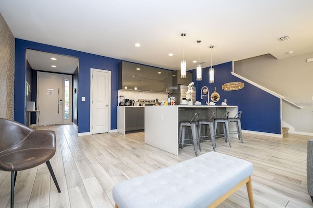 interior space with light hardwood / wood-style flooring