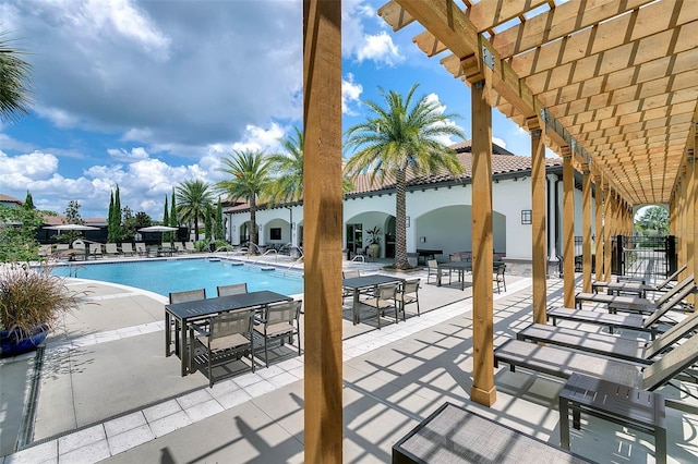 view of pool featuring a pergola and a patio area