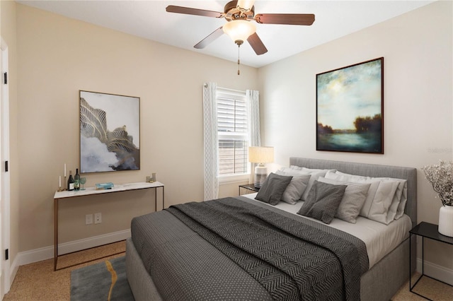 bedroom with carpet and ceiling fan