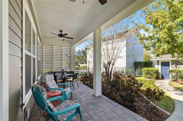 view of patio with ceiling fan