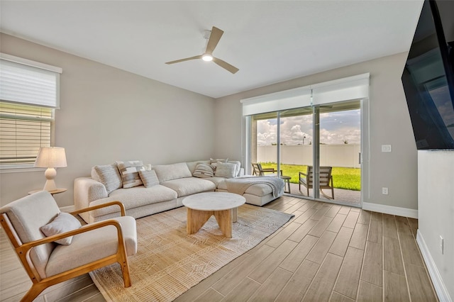 1554 Outback Rd W, Saint Cloud, FL 34771 - living room featuring wood finished floors and ceiling fan