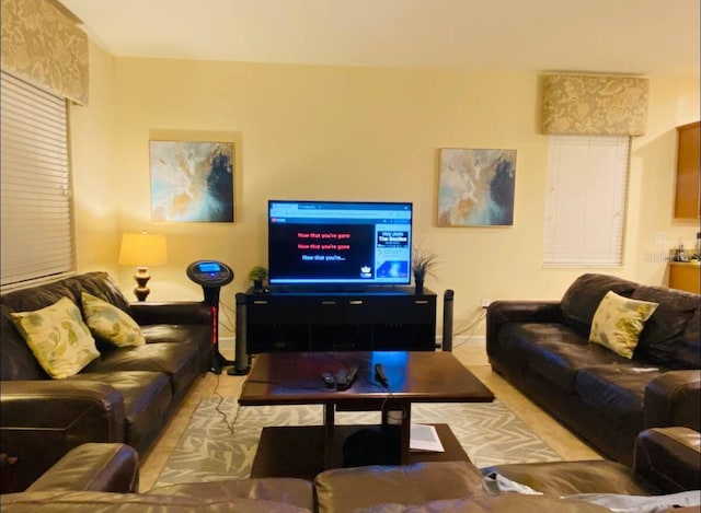 view of tiled living room