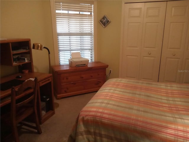 bedroom featuring a closet and carpet