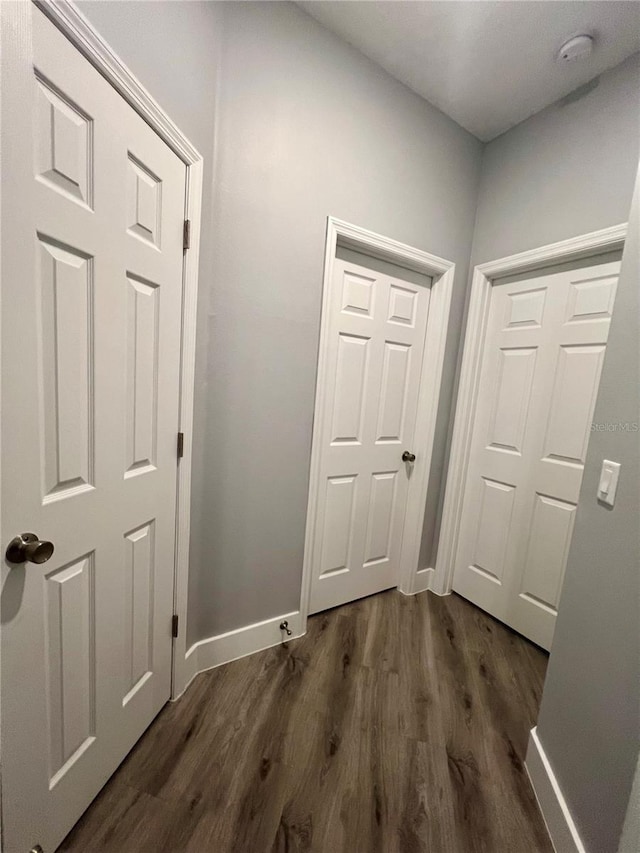 hall featuring dark hardwood / wood-style floors