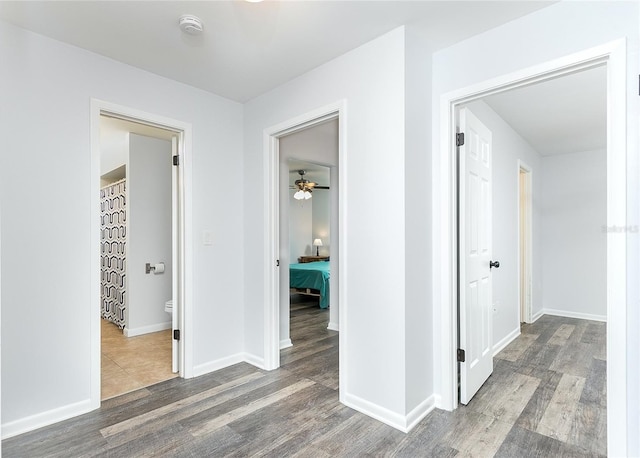 hall featuring dark hardwood / wood-style floors