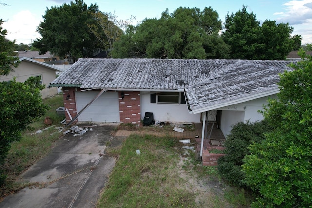 exterior space with a garage