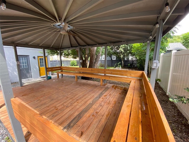 wooden deck with a gazebo