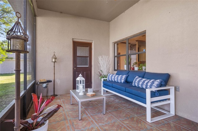 exterior space with an outdoor hangout area