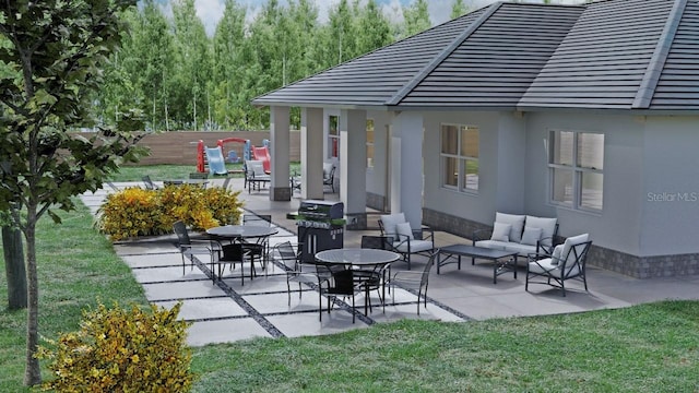 view of patio featuring an outdoor living space