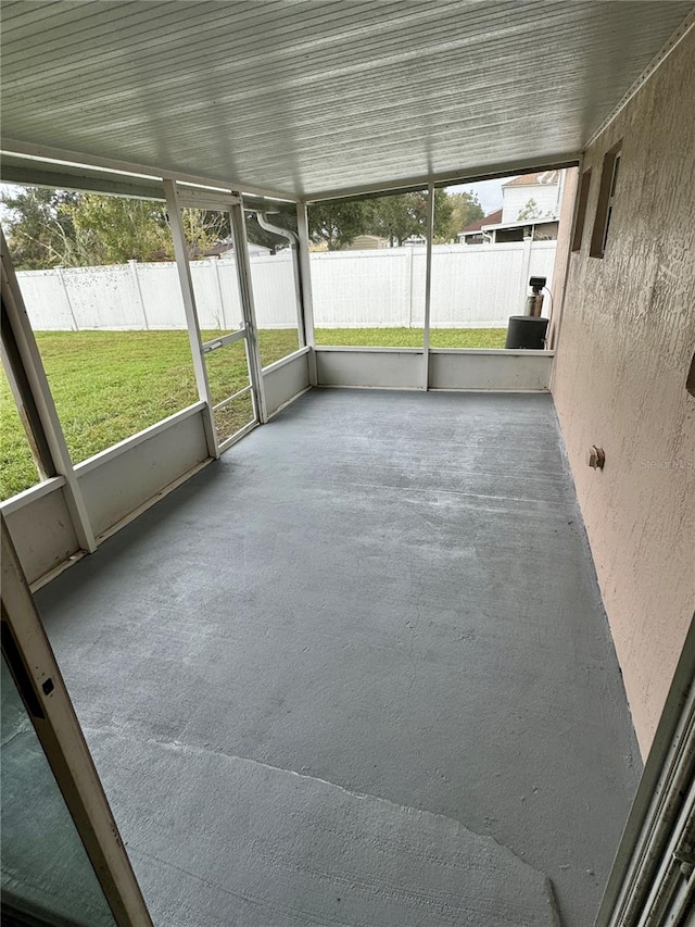 view of unfurnished sunroom