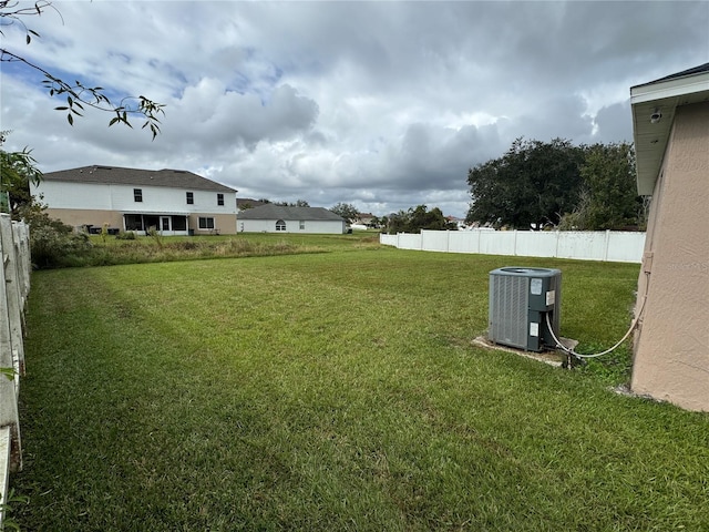 view of yard with central air condition unit