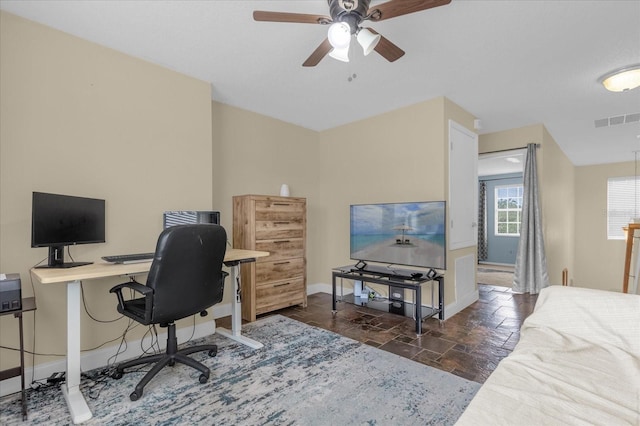 home office with ceiling fan