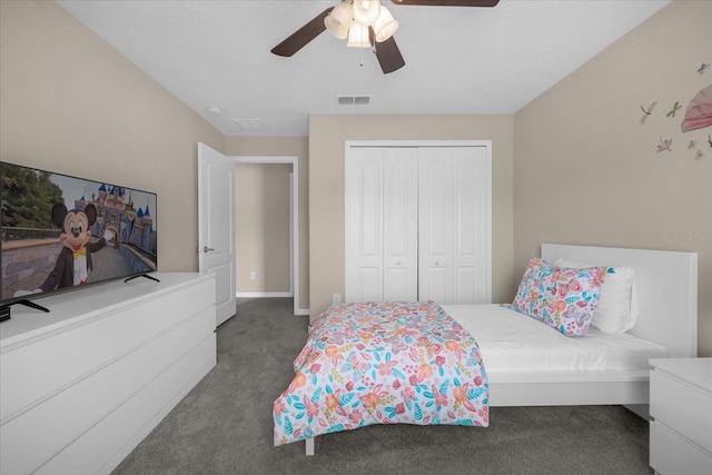 8962 Cuban Palm Rd, Kissimmee, FL 34747 - carpeted bedroom featuring a closet, a ceiling fan, and baseboards